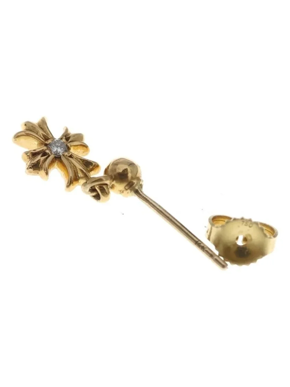 Chrome Hearts 22k Tny CH Dia Tiny CH Plus Drop Earrings 1 Diamond Gold